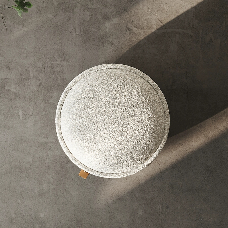 Light luxury cream style round stool cashmere Italian minimalist designer dressing stool