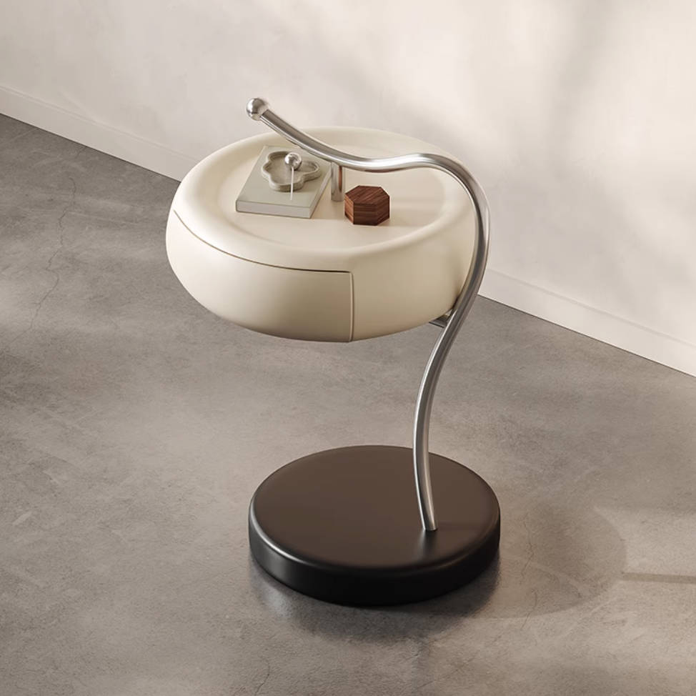 Patented Italian minimalist narrow edge bedside table storage cream mini small storage